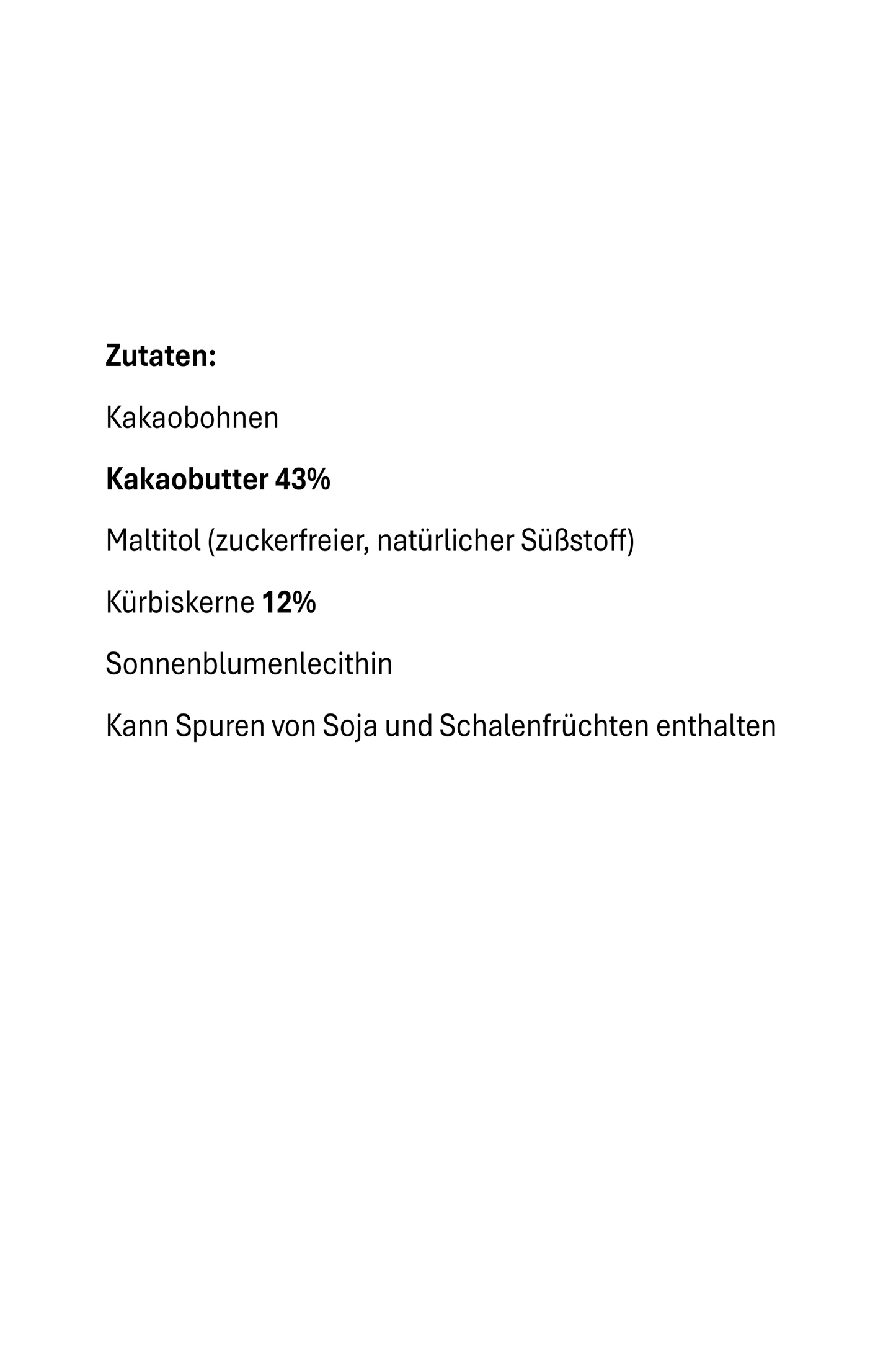 Kürbiskern Zartbitterschokolade, ohne Zuckerzusatz. 70% Kakaoanteil. Vegan. Bean-to-Bar